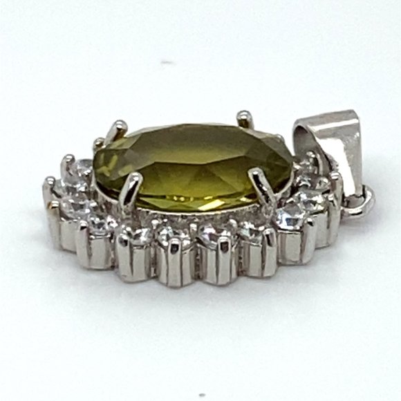 Green Tourmaline 2.65ct White Gold Finish Solid 925 Sterling Silver Pendant - Picture 5 of 6